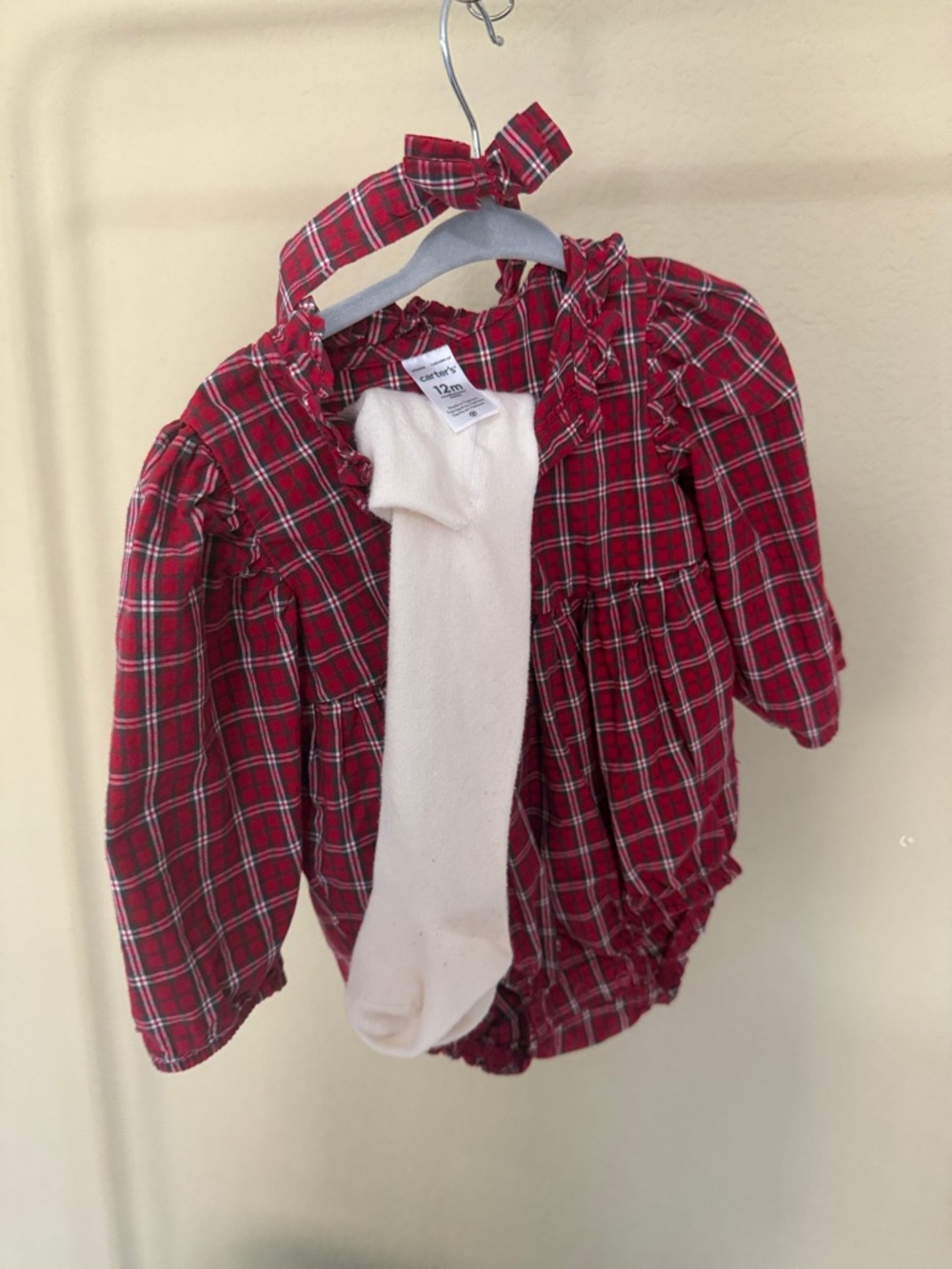 Carter's Red Plaid Ruffle-Collar Long-Sleeve Baby Top